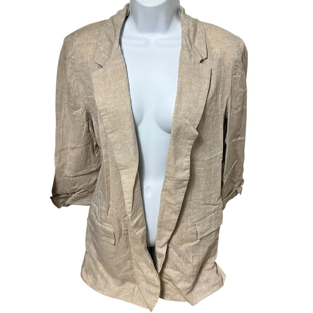 Harve Benard Blazer WMNS 12 Beige Linen Blend Open 3/4